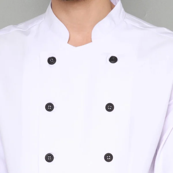 Chef Series SIMPLE Series Tangan Panjang Baju Koki - Putih Kancing Hitam - Image 6