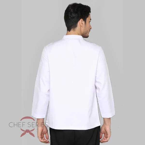 Chef Series SIMPLE Series Tangan Panjang Baju Koki - Putih Kancing Hitam - Image 2