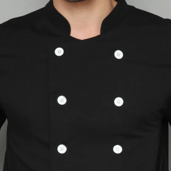Chef Series SIMPLE Series Tangan Panjang Baju Koki - Hitam Kancing Putih - Image 5