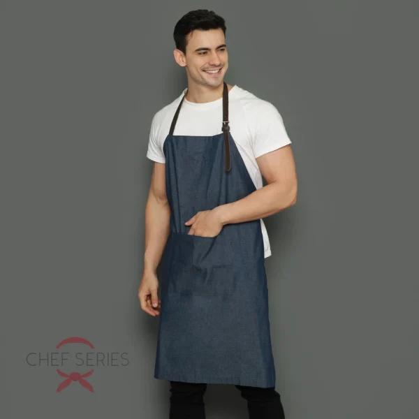 Chef Series Silver Denim Full Panjang Apron - Biru Denim - Image 3