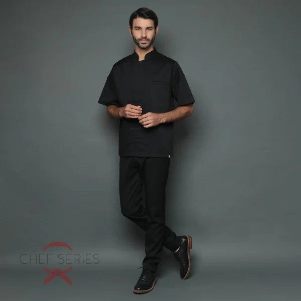 Chef Series Elite Series Tangan Pendek Baju Koki - Hitam - Image 5