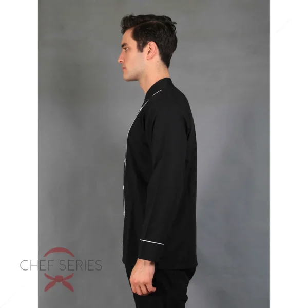 Chef Series Basic Tangan Panjang Baju Koki - Hitam Garis Putih - Image 6