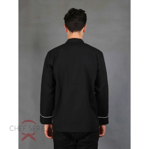 Chef Series Basic Tangan Panjang Baju Koki - Hitam Garis Putih - Image 5