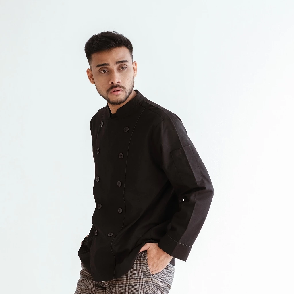 Chef Series Basic Tangan Panjang Baju Koki - Hitam