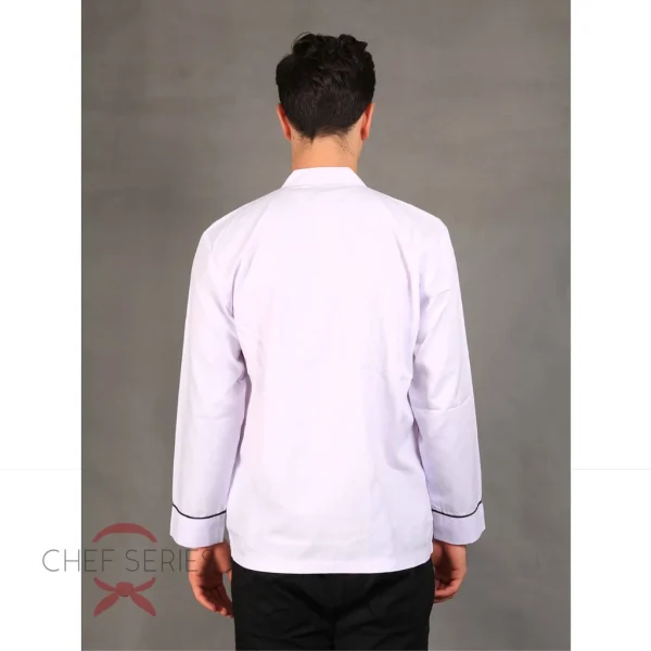 Chef Series Basic Tangan Panjang Baju Koki -  Putih Garis Hitam - Image 5