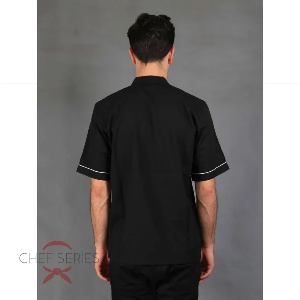 Chef Series Basic Tangan Pendek Baju Koki - Hitam Garis Putih - Image 6