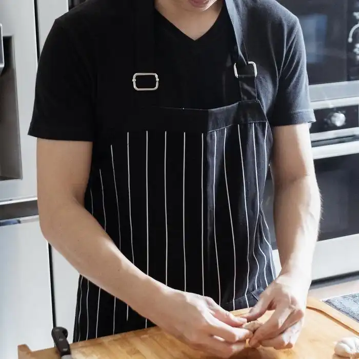 Chef Series Big STRIPE Series Full Panjang Apron - Hitam
