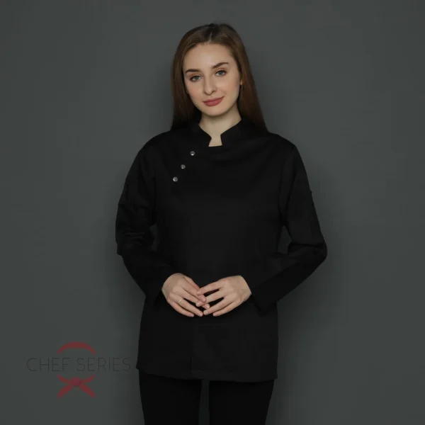 Chef Series Chrome Snap Series Tangan Panjang Baju Koki - Hitam - Image 2