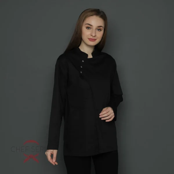 Chef Series Chrome Snap Series Tangan Panjang Baju Koki - Hitam - Image 3