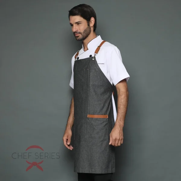 Chef Series Gold Denim X Series Full Panjang Apron - Hitam Denim - Image 4