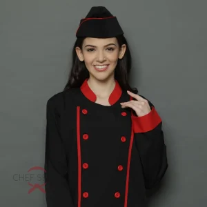 Chef Series Ruby Series Chef Hat - Hitam Merah