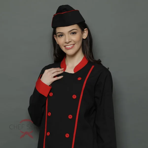 Chef Series Ruby Series Chef Hat - Hitam Merah - Image 4