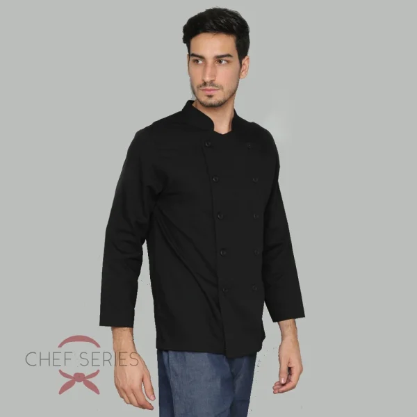 Chef Series SIMPLE Series Tangan Panjang Baju Koki - Hitam - Image 3