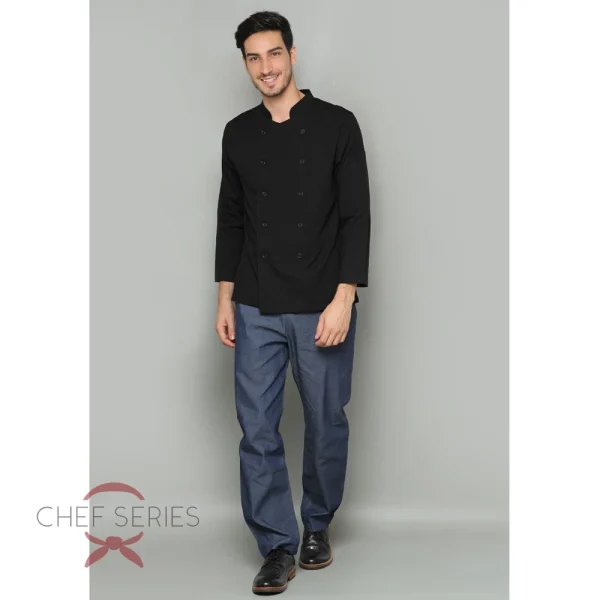 Chef Series SIMPLE Series Tangan Panjang Baju Koki - Hitam - Image 5