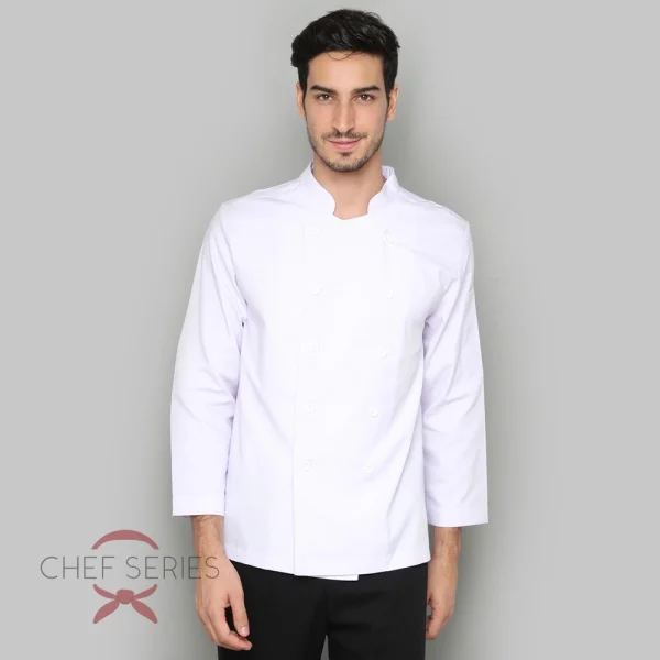 Chef Series SIMPLE Series Tangan Panjang Baju Koki - Putih - Image 2
