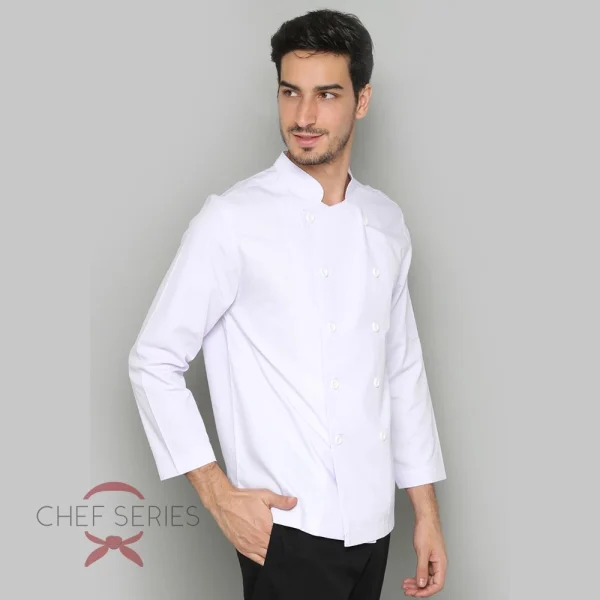 Chef Series SIMPLE Series Tangan Panjang Baju Koki - Putih - Image 3