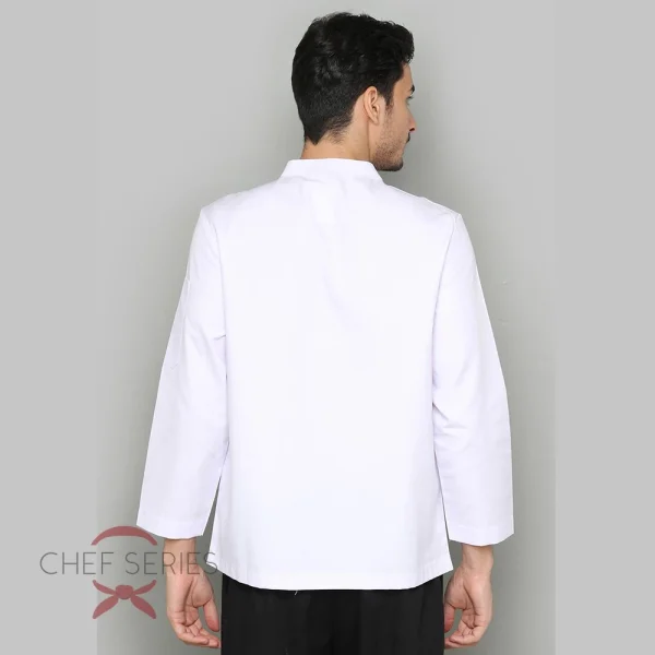 Chef Series SIMPLE Series Tangan Panjang Baju Koki - Putih - Image 4