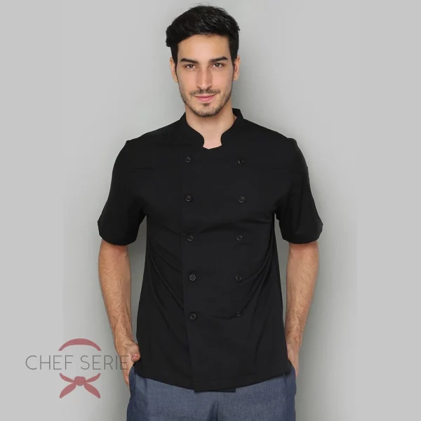 Chef Series SIMPLE Series Tangan Pendek Baju Koki - Hitam - Image 2
