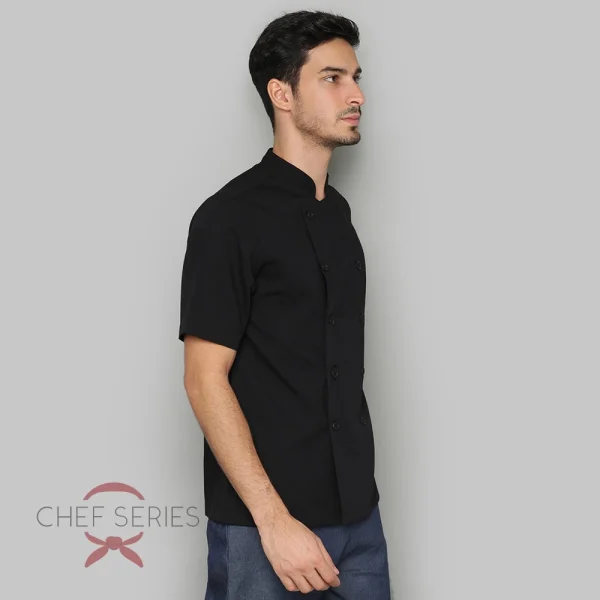 Chef Series SIMPLE Series Tangan Pendek Baju Koki - Hitam - Image 3