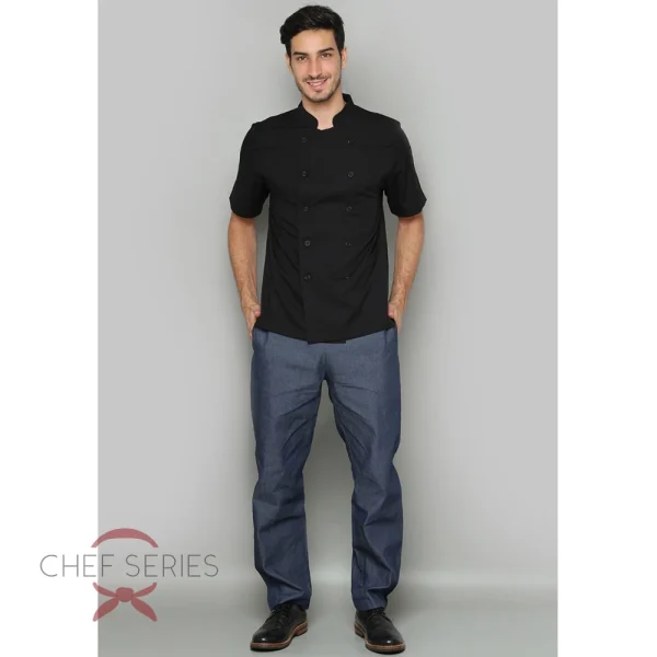 Chef Series SIMPLE Series Tangan Pendek Baju Koki - Hitam - Image 5