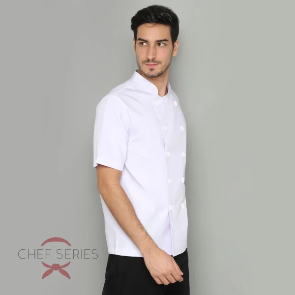 Chef Series SIMPLE Series Tangan Pendek Baju Koki - Putih - Image 3