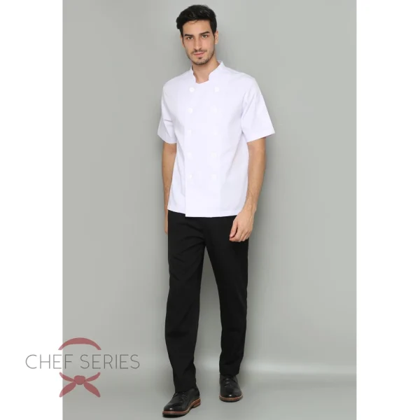 Chef Series SIMPLE Series Tangan Pendek Baju Koki - Putih - Image 5