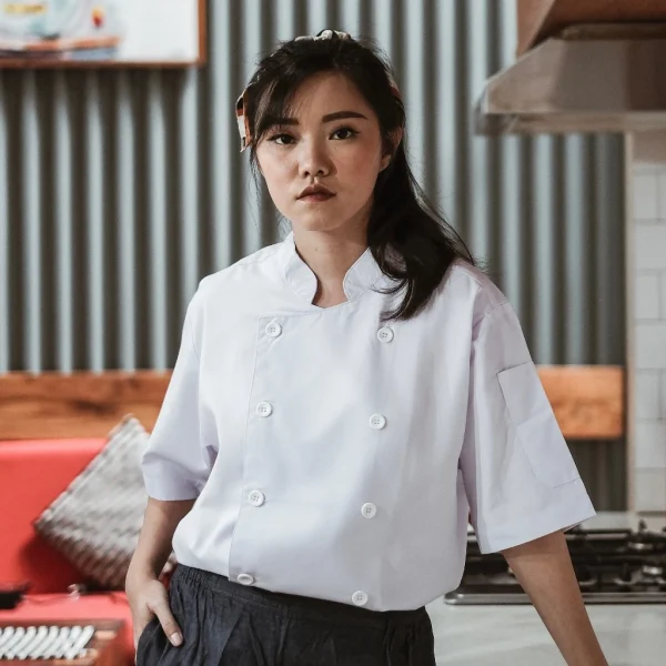 Chef Series SIMPLE Series Tangan Pendek Baju Koki - Putih