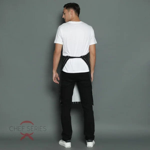 Chef Series STRIPE Series Half Panjang Apron - Hitam - Image 3