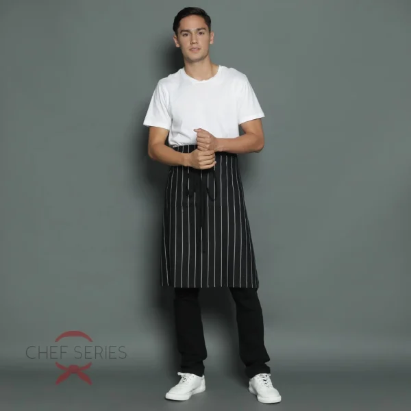 Chef Series STRIPE Series Half Panjang Apron - Hitam