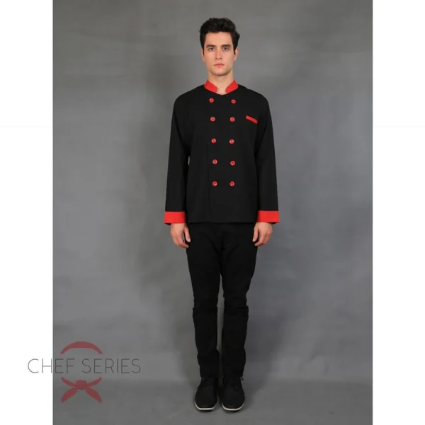 Chef Series Silver Series Tangan Panjang Baju Koki - Hitam - Image 2