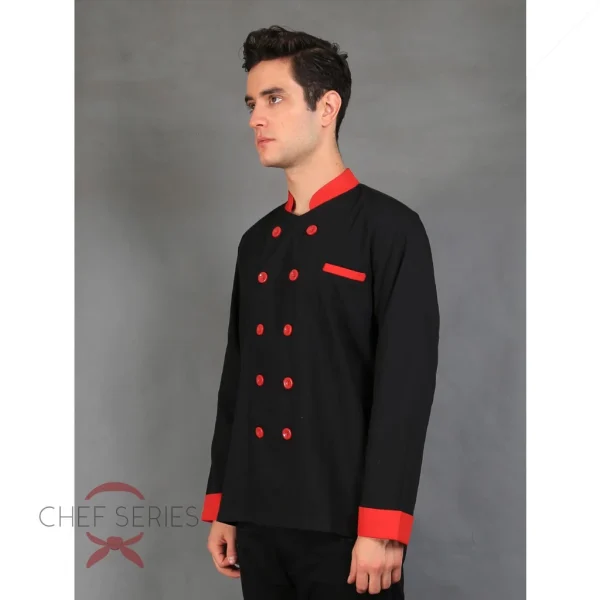 Chef Series Silver Series Tangan Panjang Baju Koki - Hitam - Image 3
