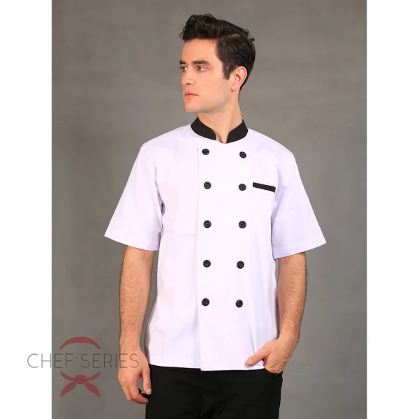 Chef Series Silver Series Tangan Pendek Baju Koki - Putih