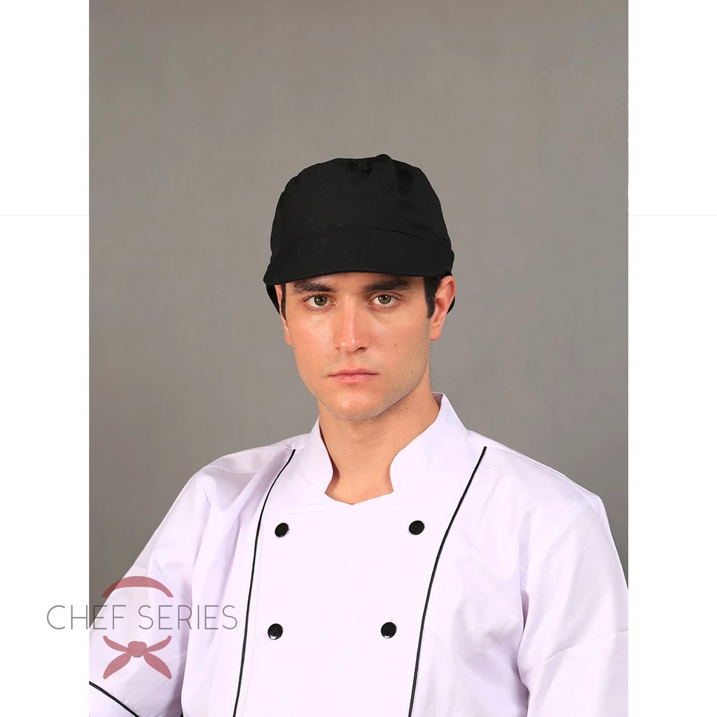 Chef Assistant Hat w Hairnet - Hitam