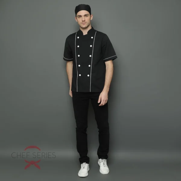 Chef Series Topi Koki Peci Jala / Chef Cap Hat with Mesh - Hitam - Image 4