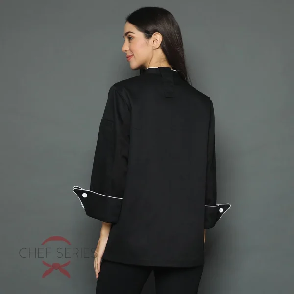 Chef Series World-Class Series Tangan Panjang Baju Koki - Hitam - Image 4