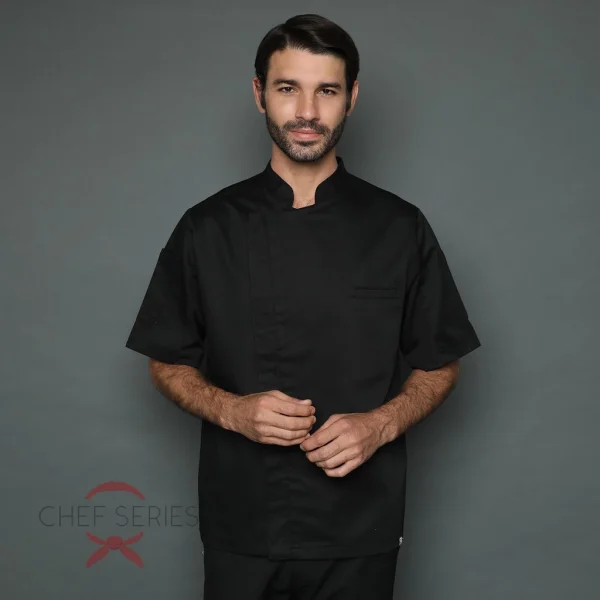 Chef Series Elite Series Tangan Pendek Baju Koki - Hitam - Image 2