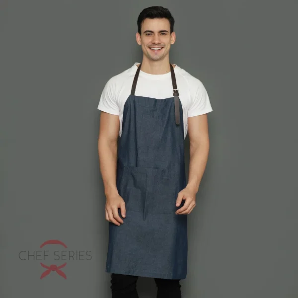 Chef Series Silver Denim Full Panjang Apron - Biru Denim - Image 2