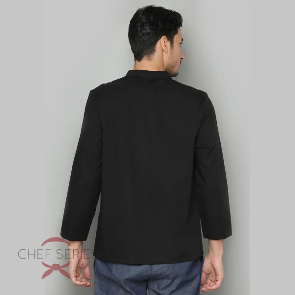 Chef Series SIMPLE Series Tangan Panjang Baju Koki - Hitam Kancing Putih - Image 4