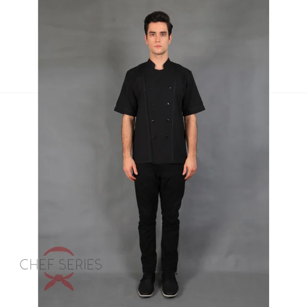 Chef Series Basic Tangan Pendek Baju Koki - Hitam - Image 3