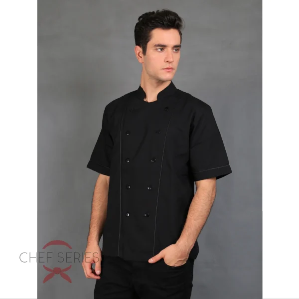 Chef Series Basic Tangan Pendek Baju Koki - Hitam