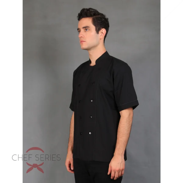 Chef Series Basic Tangan Pendek Baju Koki - Hitam - Image 2