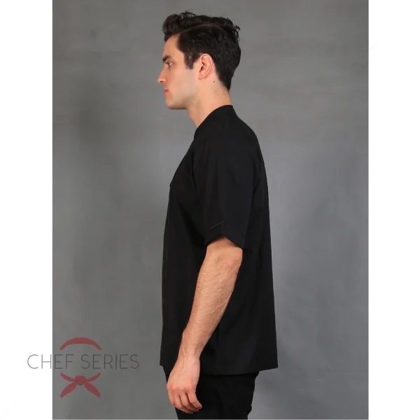 Chef Series Basic Tangan Pendek Baju Koki - Hitam - Image 4