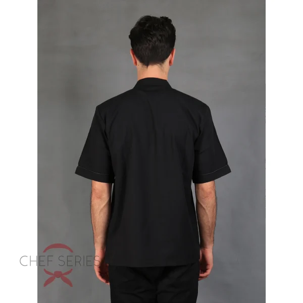 Chef Series Basic Tangan Pendek Baju Koki - Hitam - Image 5