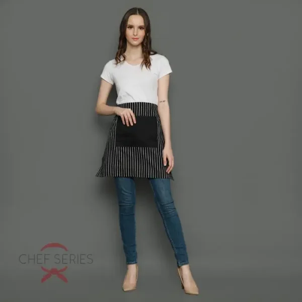 Chef Series Small STRIPE Series Half Pendek Apron - Hitam - Image 2