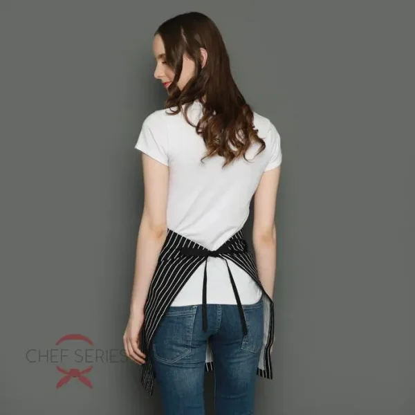Chef Series Small STRIPE Series Half Pendek Apron - Hitam - Image 6