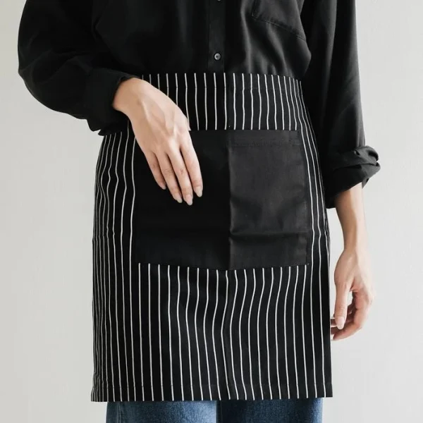 Chef Series Small STRIPE Series Half Pendek Apron - Hitam