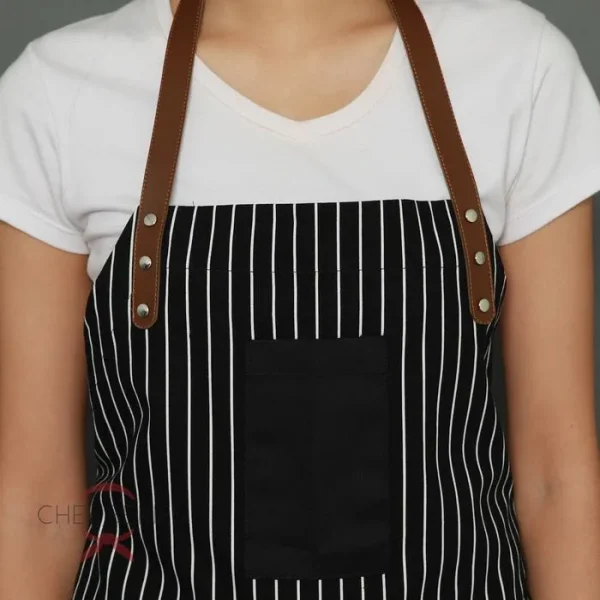 Chef Series Small STRIPE Series Full Panjang Apron - Hitam - Image 5