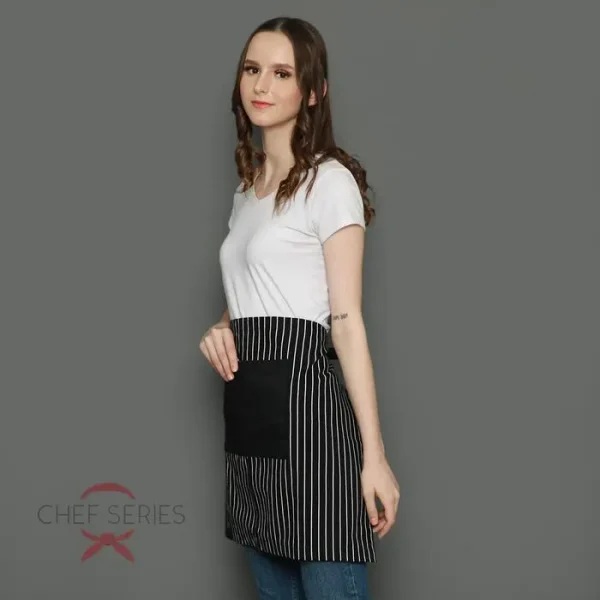 Chef Series Small STRIPE Series Half Pendek Apron - Hitam - Image 5