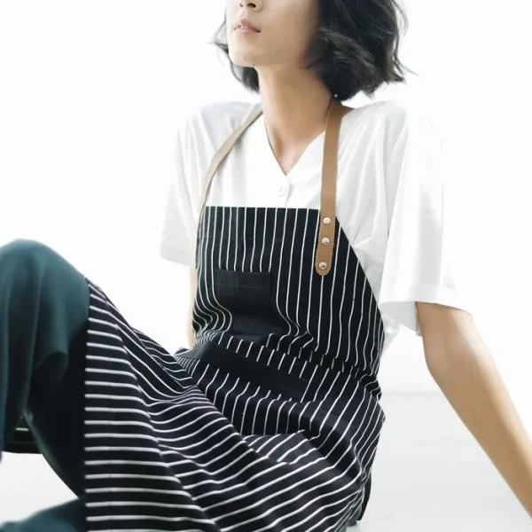 Chef Series Small STRIPE Series Full Panjang Apron - Hitam