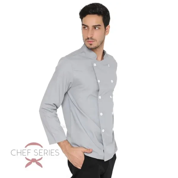 Chef Series SIMPLE Series Tangan Panjang Baju Koki - Abu-abu - Image 3